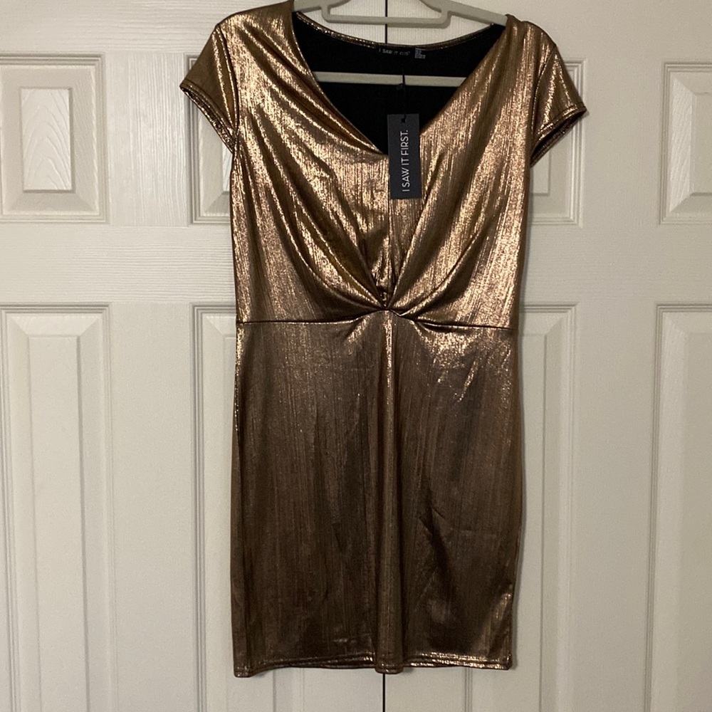 Shimmering Bronze Mini Dress